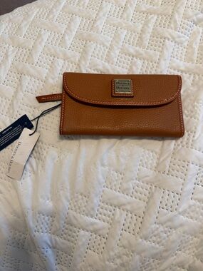 Dooney & Bourke Cognac Pebble Leather Fold Wallet